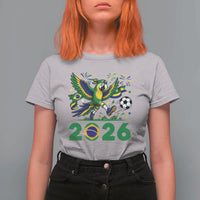 Funny Brazil Soccer Macaw T Shirt For Women 2026 Football Fan Graphic
