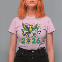 Funny Brazil Soccer Macaw T Shirt For Women 2026 Football Fan Graphic