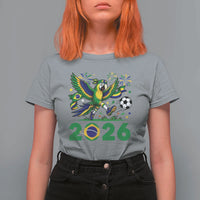 Funny Brazil Soccer Macaw T Shirt For Women 2026 Football Fan Graphic
