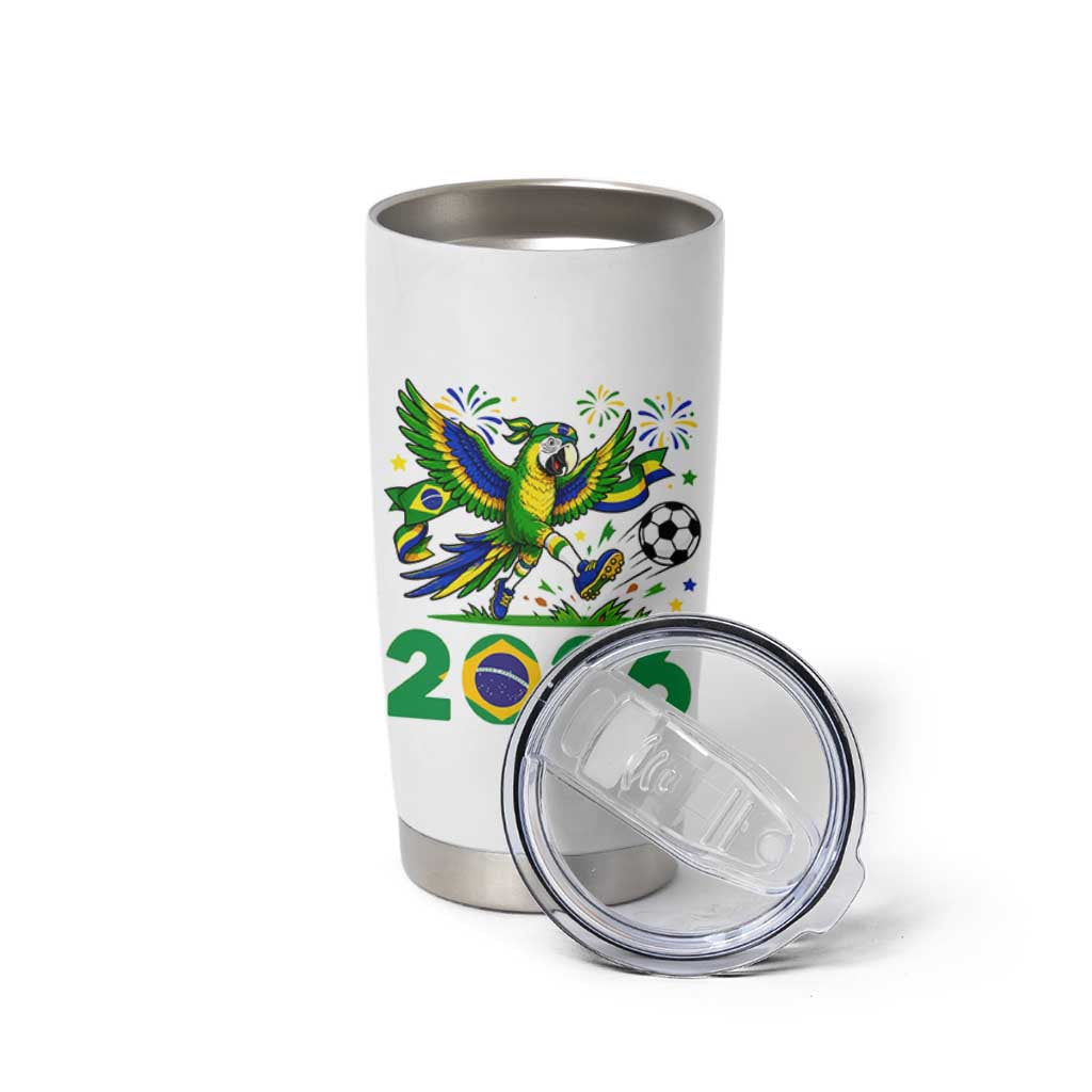 Funny Brazil Soccer Macaw Tumbler Cup 2026 Football Fan Graphic