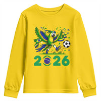 Funny Brazil Soccer Macaw Youth Sweatshirt 2026 Football Fan Graphic