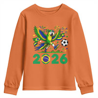 Funny Brazil Soccer Macaw Youth Sweatshirt 2026 Football Fan Graphic