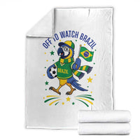 Off To Watch Brazil Throw Blanket Funny Tropical Bird Soccer Fan