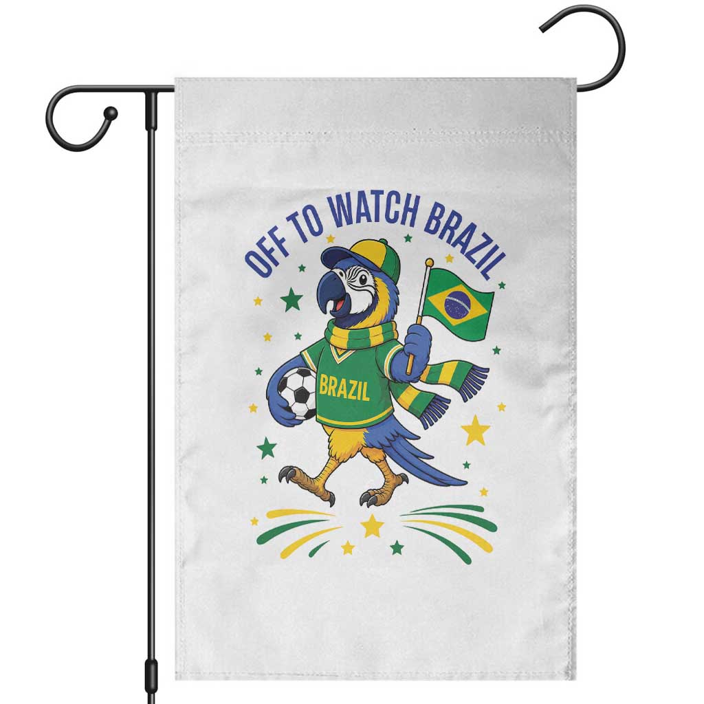 Off To Watch Brazil Garden Flag Funny Tropical Bird Soccer Fan