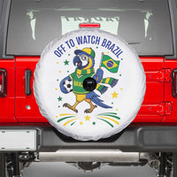Off To Watch Brazil Spare Tire Cover Funny Tropical Bird Soccer Fan