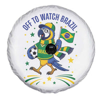 Off To Watch Brazil Spare Tire Cover Funny Tropical Bird Soccer Fan