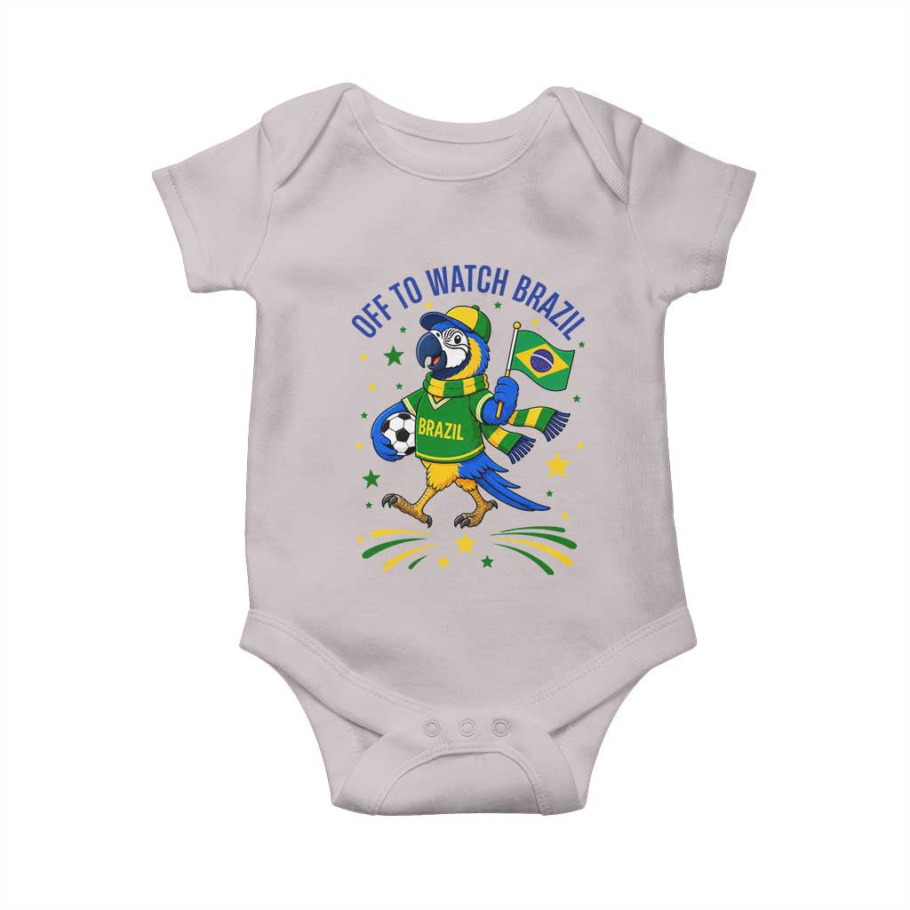 Off To Watch Brazil Baby Onesie Funny Tropical Bird Soccer Fan