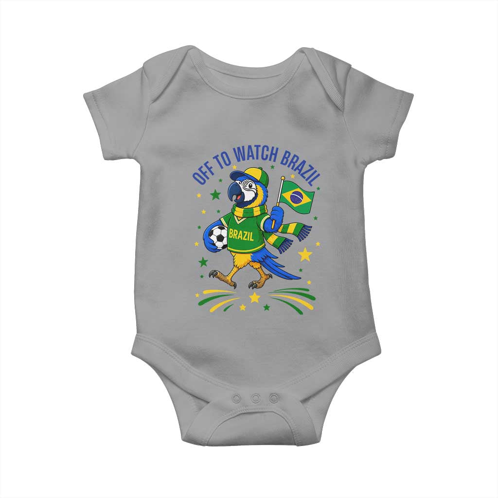 Off To Watch Brazil Baby Onesie Funny Tropical Bird Soccer Fan