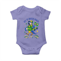 Off To Watch Brazil Baby Onesie Funny Tropical Bird Soccer Fan