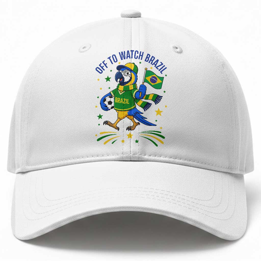 Off To Watch Brazil Baseball Cap Funny Tropical Bird Soccer Fan
