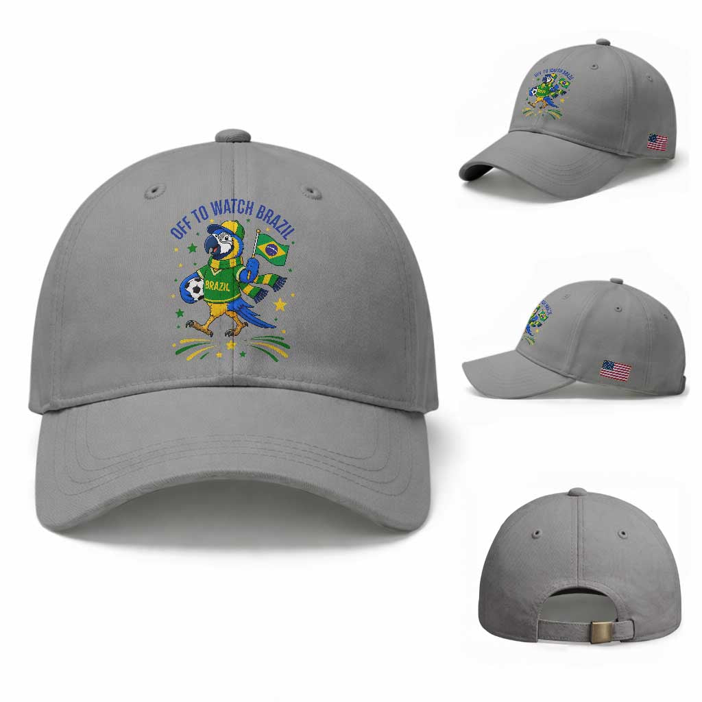 Off To Watch Brazil Baseball Cap Funny Tropical Bird Soccer Fan