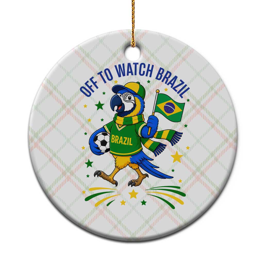 Off To Watch Brazil Ceramic Ornament Funny Tropical Bird Soccer Fan