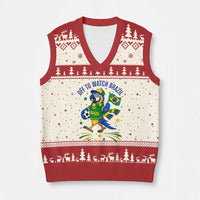 Off To Watch Brazil V-Neck Knit Sweater Vest Funny Tropical Bird Soccer Fan