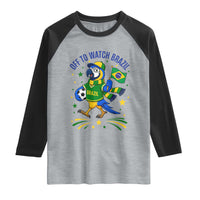 Off To Watch Brazil Raglan Shirt Funny Tropical Bird Soccer Fan