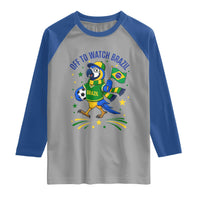 Off To Watch Brazil Raglan Shirt Funny Tropical Bird Soccer Fan