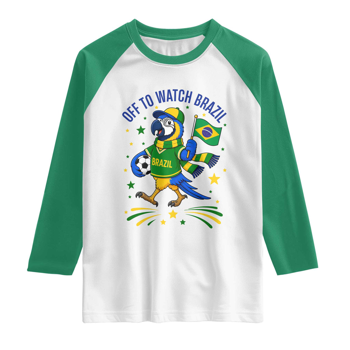 Off To Watch Brazil Raglan Shirt Funny Tropical Bird Soccer Fan