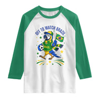 Off To Watch Brazil Raglan Shirt Funny Tropical Bird Soccer Fan