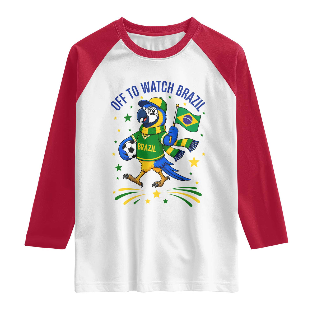Off To Watch Brazil Raglan Shirt Funny Tropical Bird Soccer Fan