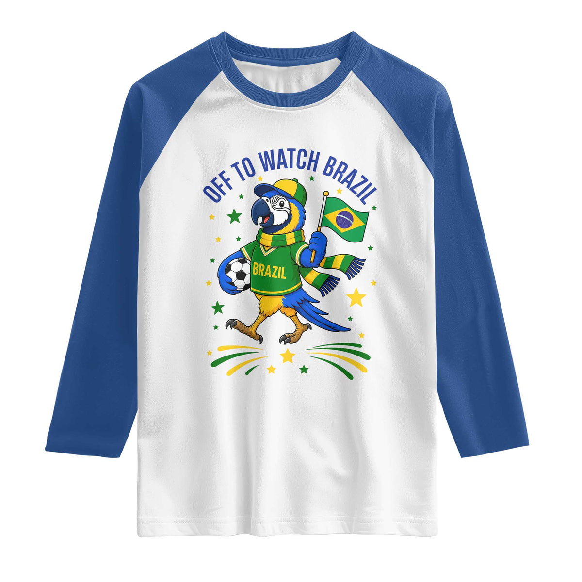 Off To Watch Brazil Raglan Shirt Funny Tropical Bird Soccer Fan