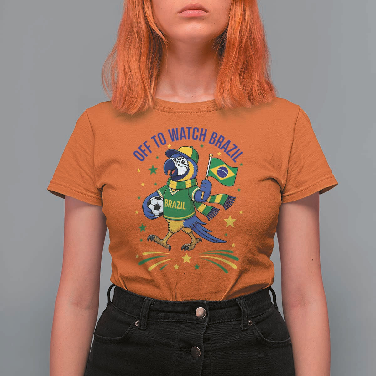 Off To Watch Brazil T Shirt For Women Funny Tropical Bird Soccer Fan