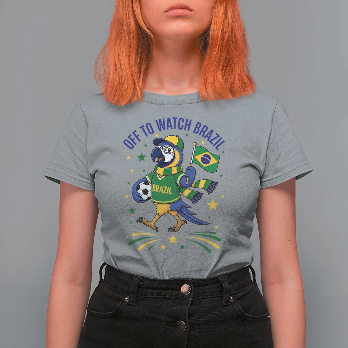 Off To Watch Brazil T Shirt For Women Funny Tropical Bird Soccer Fan