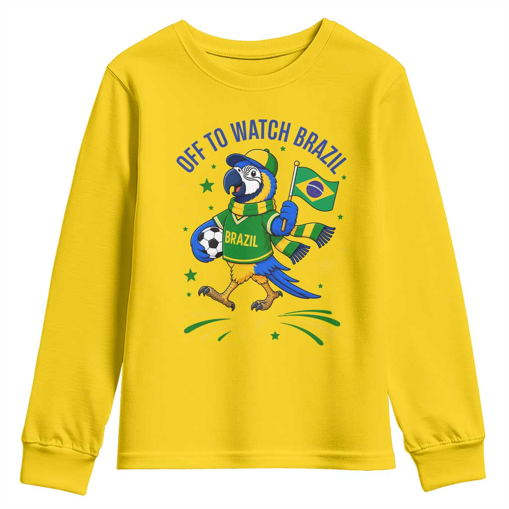 Off To Watch Brazil Youth Sweatshirt Funny Tropical Bird Soccer Fan