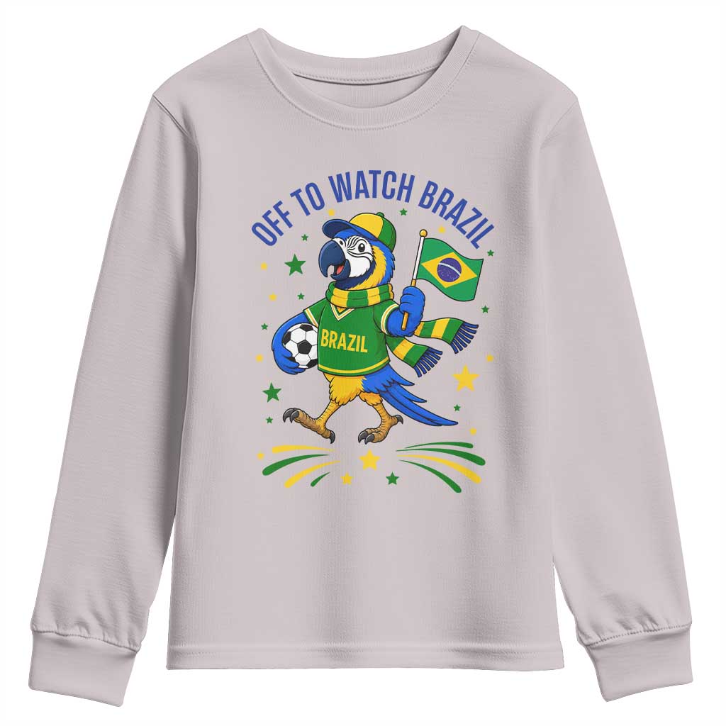 Off To Watch Brazil Youth Sweatshirt Funny Tropical Bird Soccer Fan