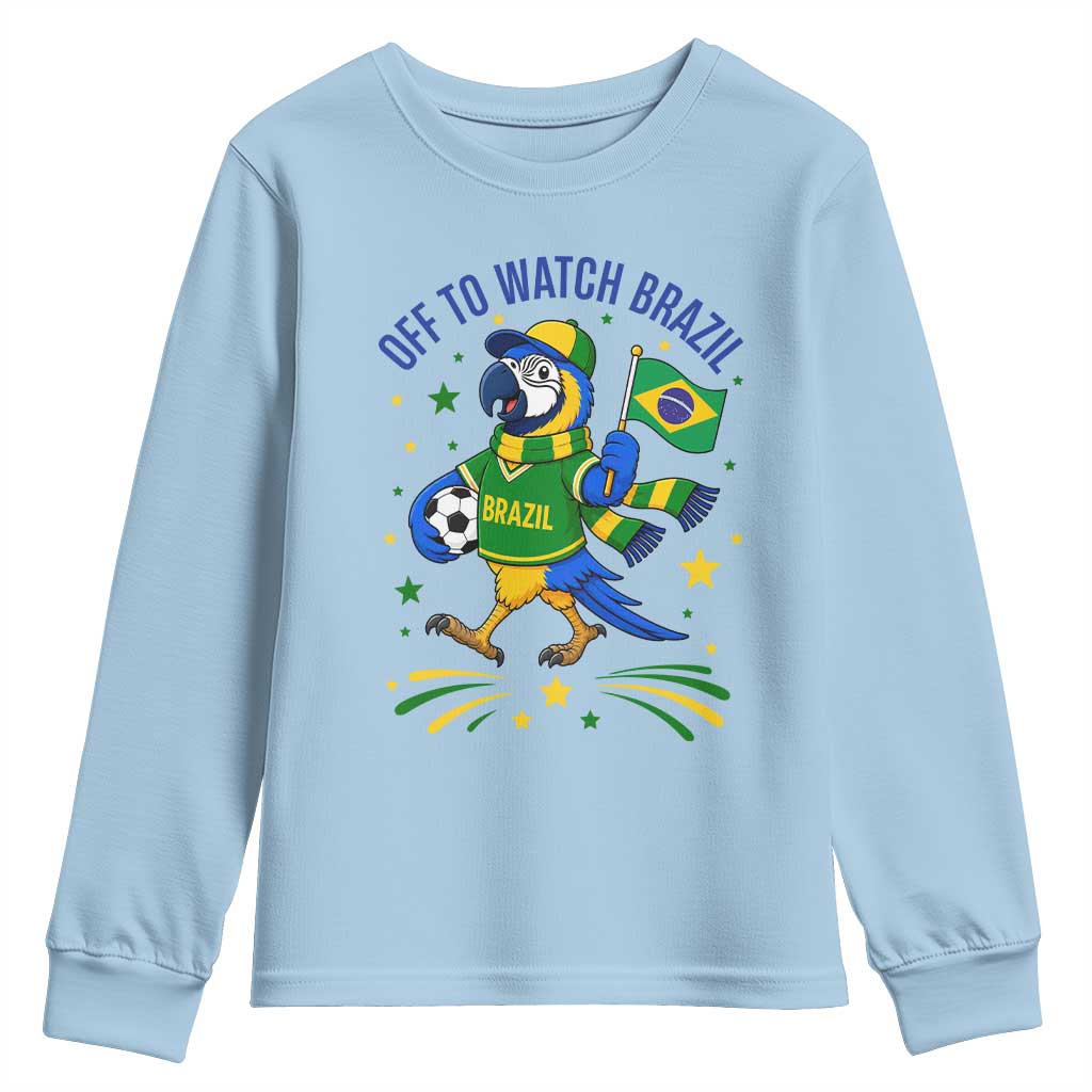 Off To Watch Brazil Youth Sweatshirt Funny Tropical Bird Soccer Fan
