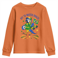 Off To Watch Brazil Youth Sweatshirt Funny Tropical Bird Soccer Fan
