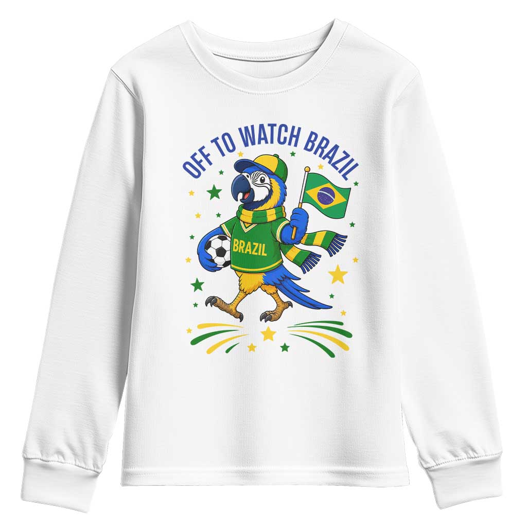 Off To Watch Brazil Youth Sweatshirt Funny Tropical Bird Soccer Fan