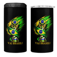Brazil Soccer Fan 2026 Gift 4 in 1 Can Cooler Tumbler Vai Brasil
