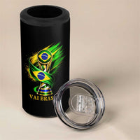 Brazil Soccer Fan 2026 Gift 4 in 1 Can Cooler Tumbler Vai Brasil