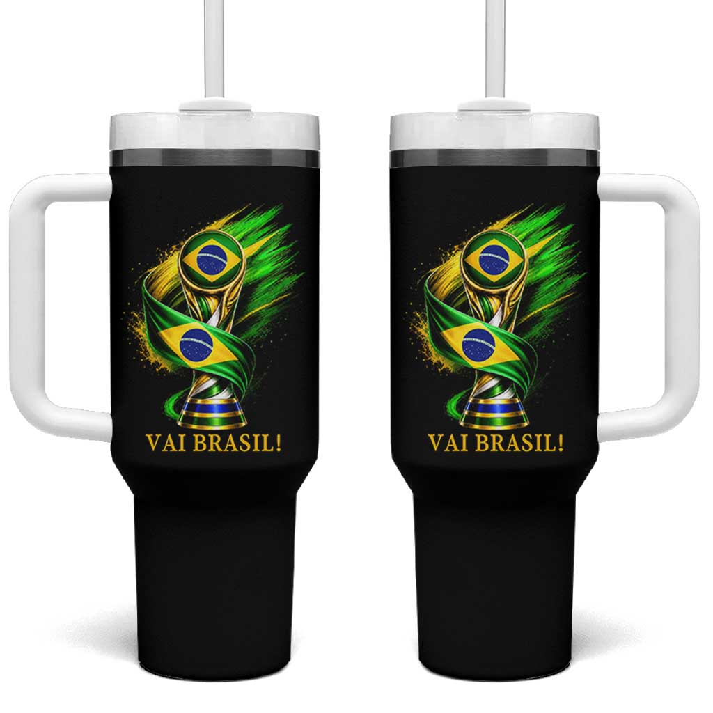 Brazil Soccer Fan 2026 Gift Tumbler With Handle Vai Brasil