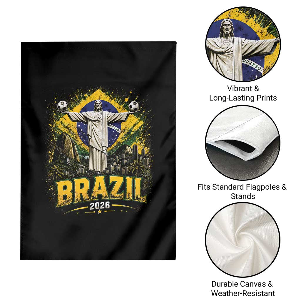 Brazilian Futbol 2026 Garden Flag Christ The Redeemer Football Pride