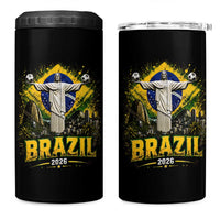 Brazilian Futbol 2026 4 in 1 Can Cooler Tumbler Christ The Redeemer Football Pride