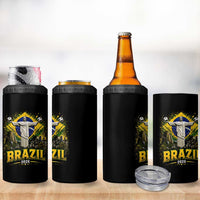 Brazilian Futbol 2026 4 in 1 Can Cooler Tumbler Christ The Redeemer Football Pride