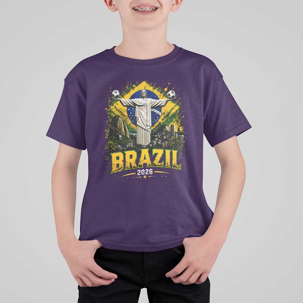 Brazilian Futbol 2026 T Shirt For Kid Christ The Redeemer Football Pride