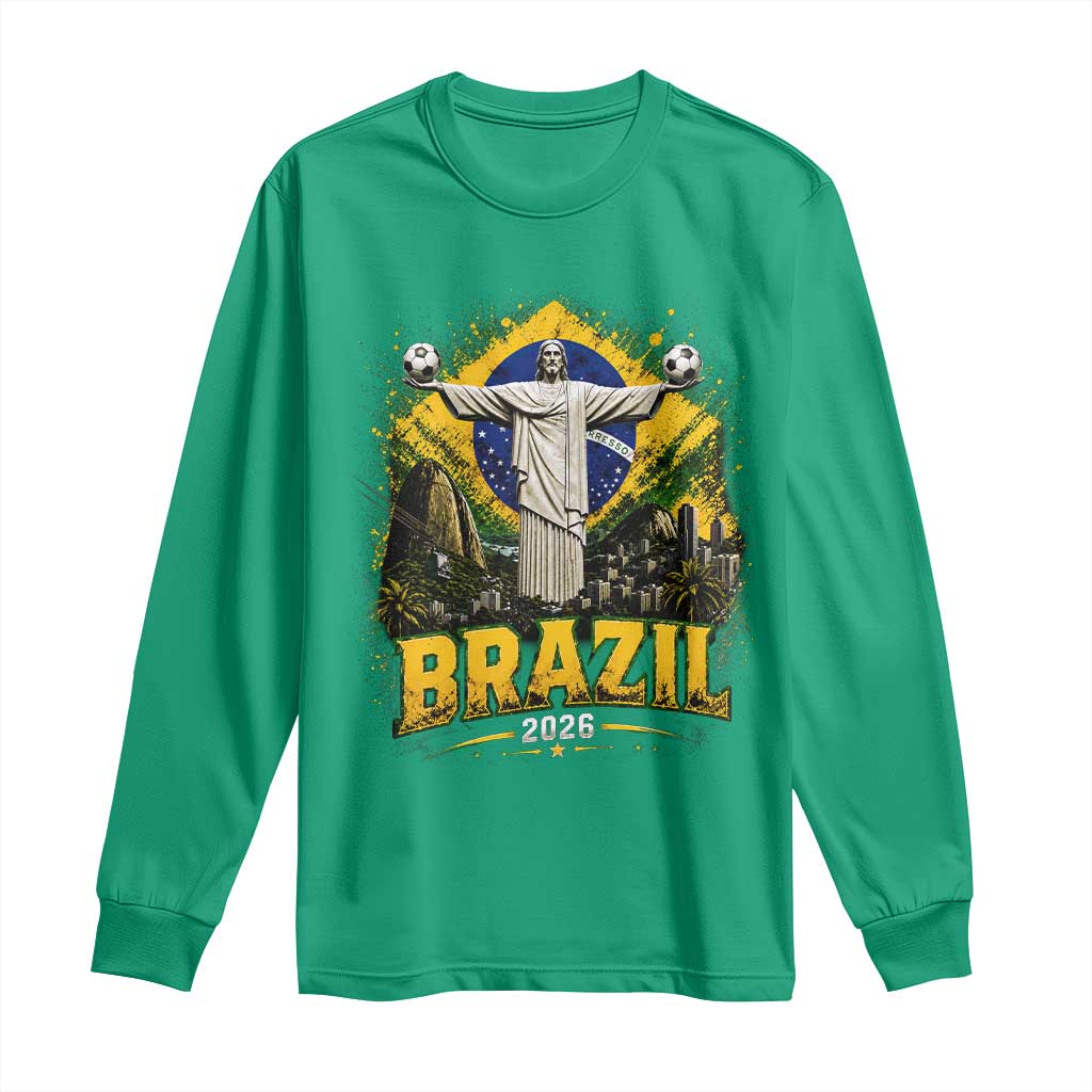 Brazilian Futbol 2026 Long Sleeve Shirt Christ The Redeemer Football Pride