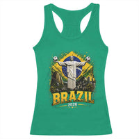 Brazilian Futbol 2026 Racerback Tank Top Christ The Redeemer Football Pride