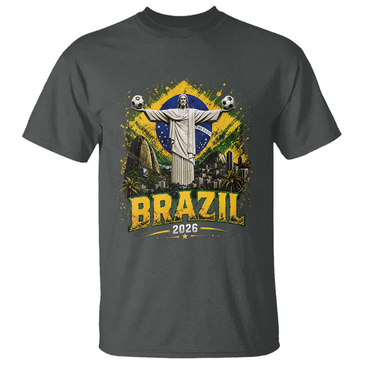 Brazilian Futbol 2026 T Shirt Christ The Redeemer Football Pride