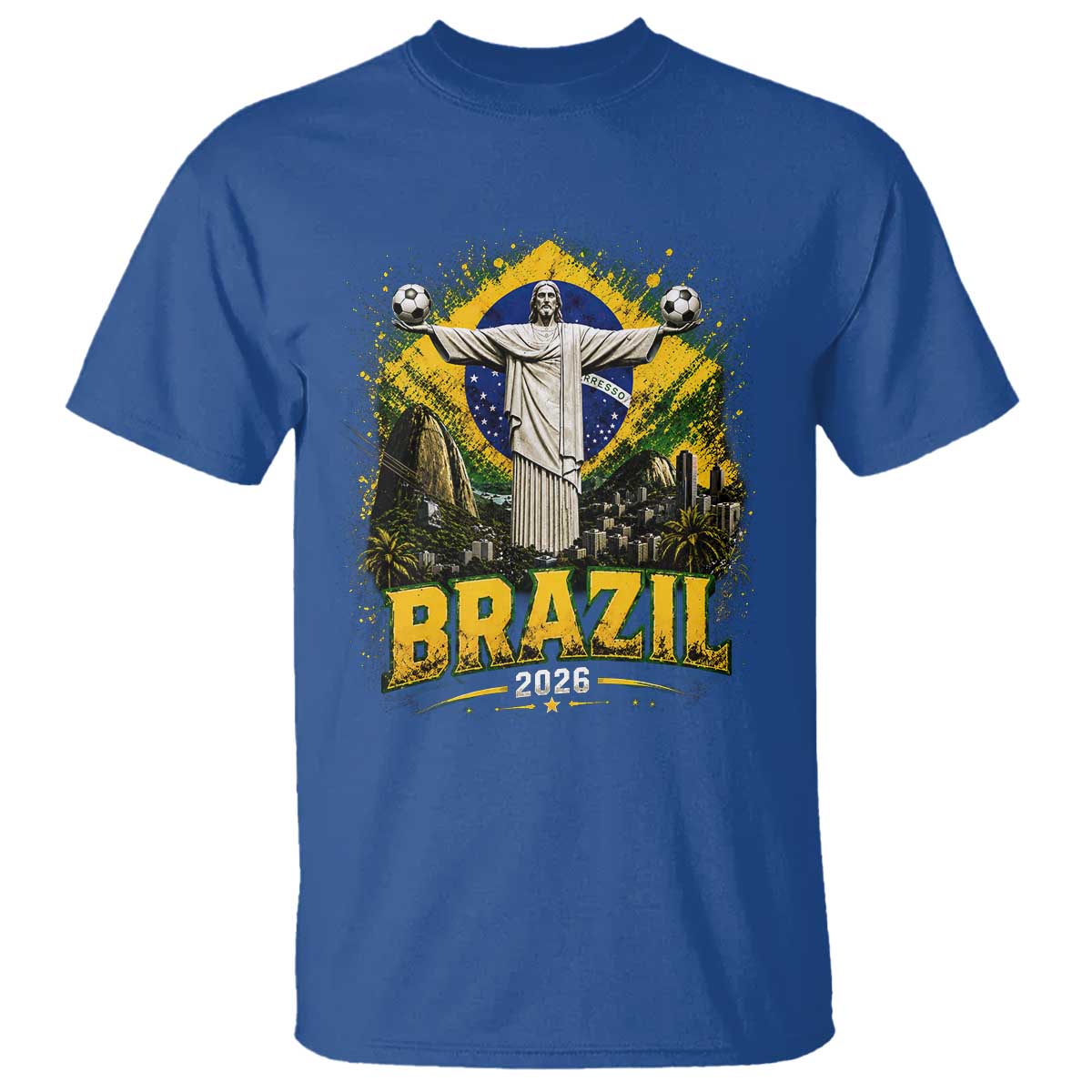 Brazilian Futbol 2026 T Shirt Christ The Redeemer Football Pride