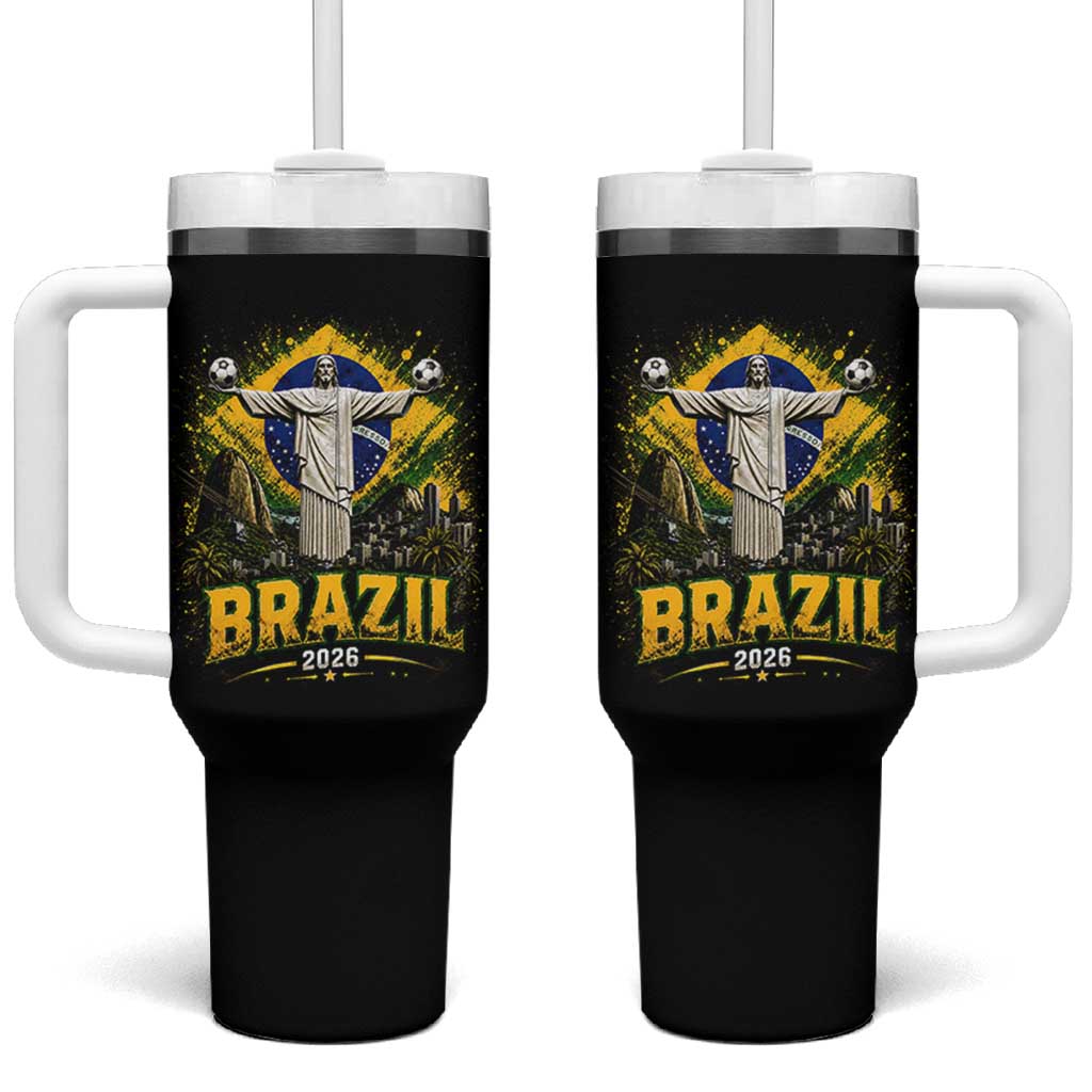 Brazilian Futbol 2026 Tumbler With Handle Christ The Redeemer Football Pride