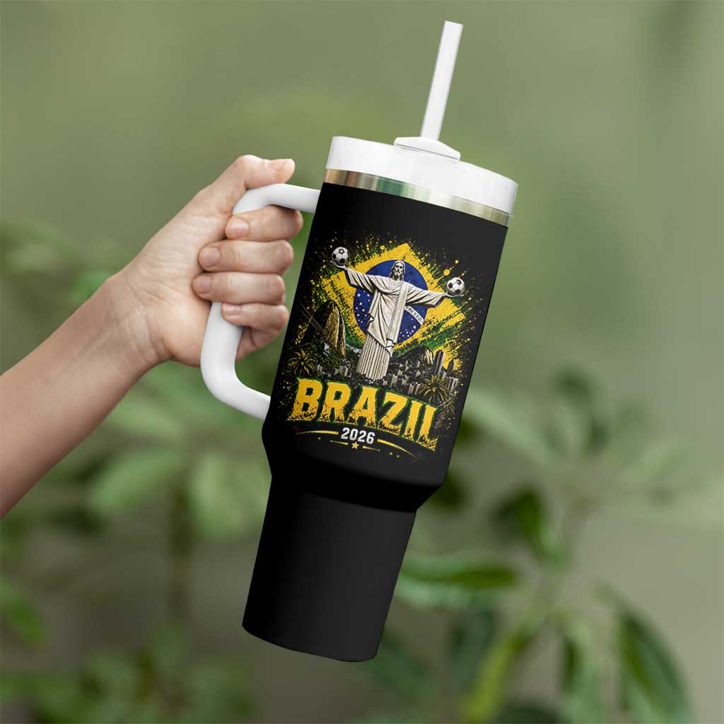 Brazilian Futbol 2026 Tumbler With Handle Christ The Redeemer Football Pride