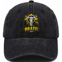 Brazilian Futbol 2026 Washed Cotton Baseball Cap Christ The Redeemer Football Pride