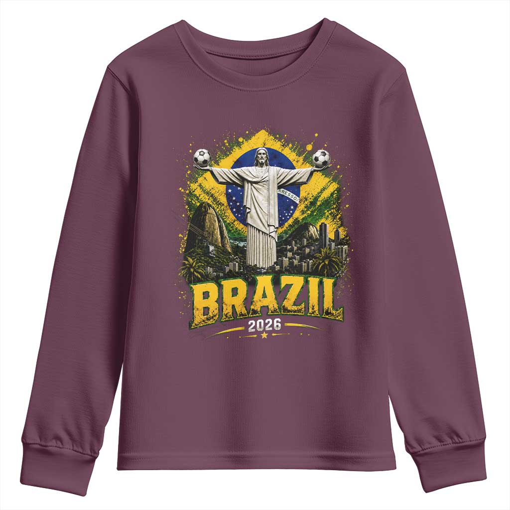 Brazilian Futbol 2026 Youth Sweatshirt Christ The Redeemer Football Pride