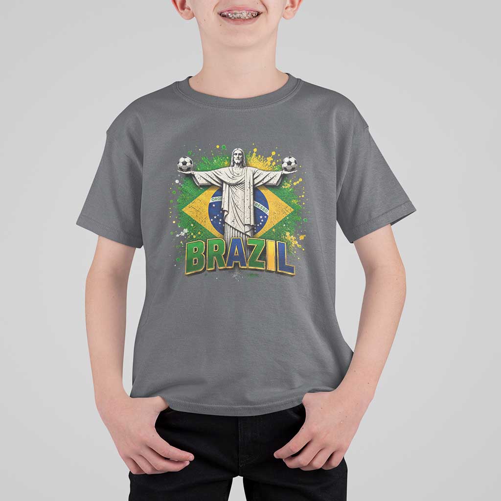 Latin Pride Christ The Redeemer Graphic T Shirt For Kid Brazilian Football 2026