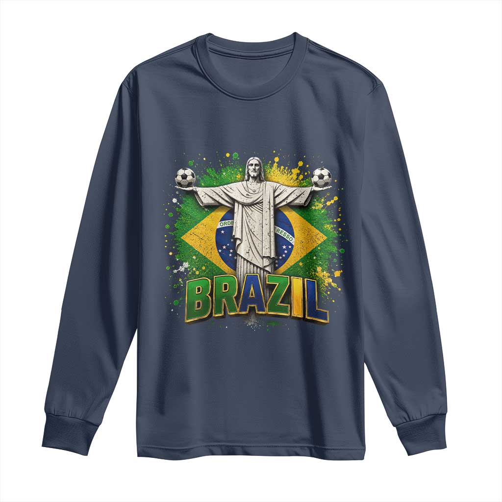Latin Pride Christ The Redeemer Graphic Long Sleeve Shirt Brazilian Football 2026