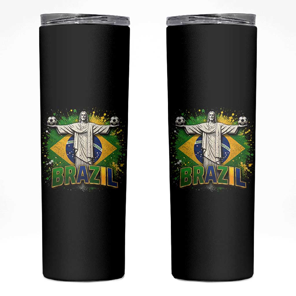 Latin Pride Christ The Redeemer Graphic Skinny Tumbler Brazilian Football 2026