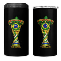 Brazil Football Supporter Gift 4 in 1 Can Cooler Tumbler Vai Brasil