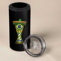 Brazil Football Supporter Gift 4 in 1 Can Cooler Tumbler Vai Brasil